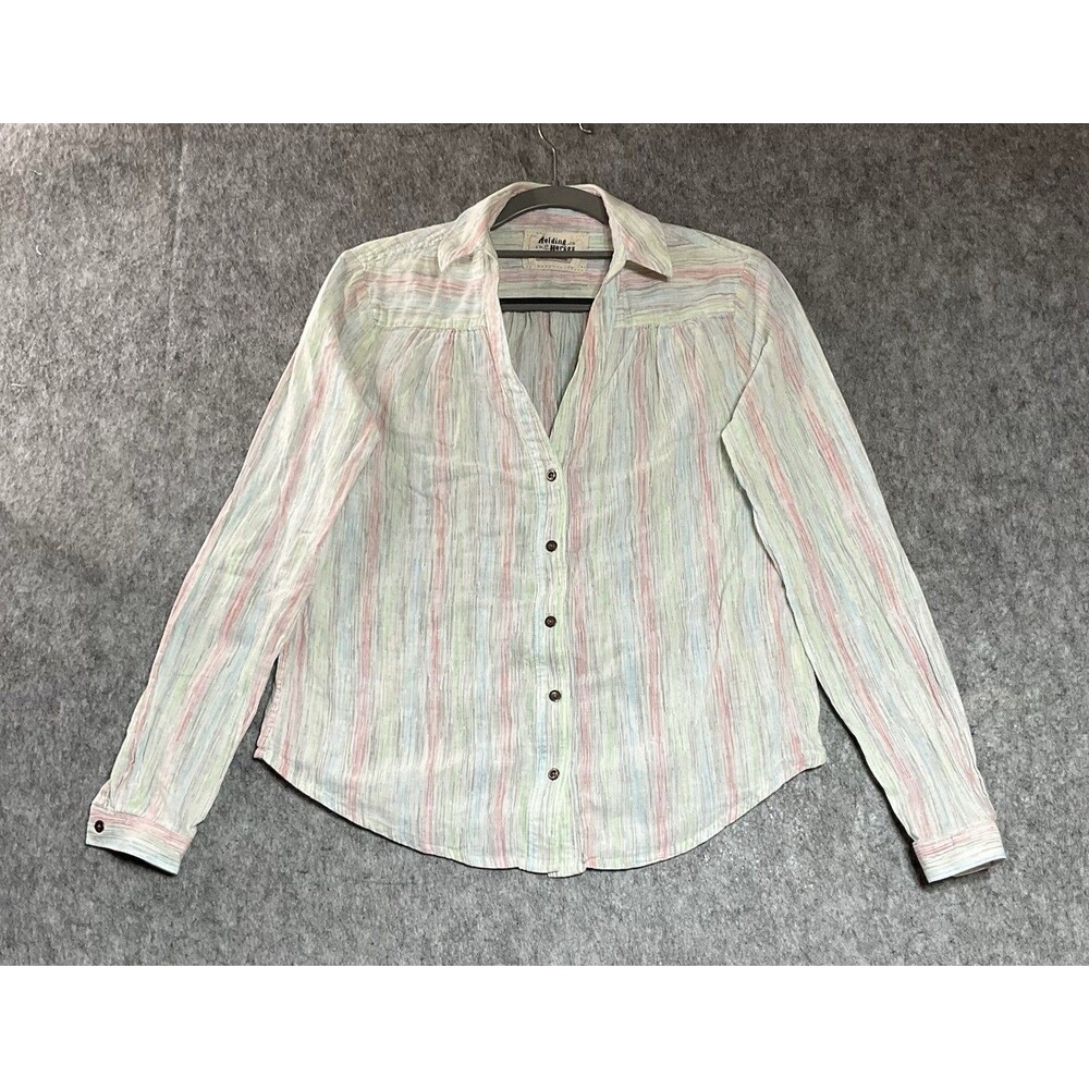 Anthropologie Holding Horses Shirt Womens Medium Pastel Striped CottonTop